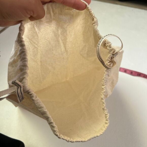 Tory Burch Canvas Drawstring Dust Bag | Logo Storage Pouch Neutral Beige - Picture 7 of 7